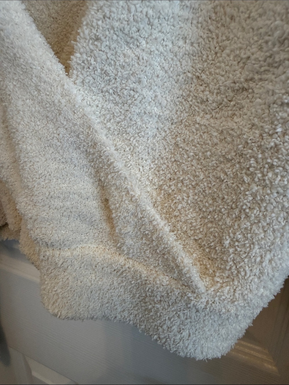 Anthropologie Daily Practice Cream Colored Teddy Bear Fleece Faux Wrap Crop Sz L - Picture 4 of 6